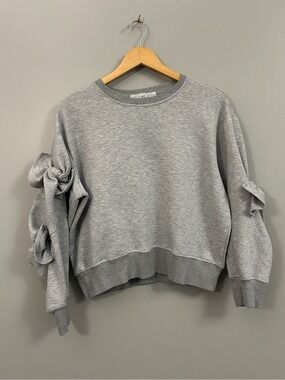 Circle Gray Sweatshirt with Bow-Sleeve Detail Small Made in Korea